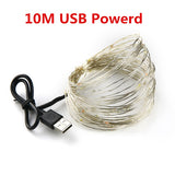 LED String light Silver Wire Fairy warm white Garland Home Christmas Wedding Party Decoration Powered by Battery batter USB 10m