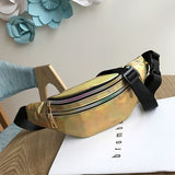 Women's Fashion Waist Packs Personalized Rock and Roll Color PU Leather Flashing Lattice Belt Bag Nerka Fanny Pack