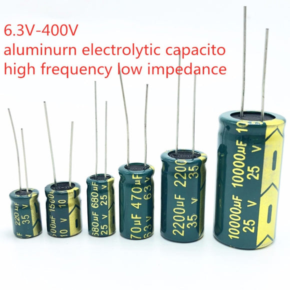 High Frequency Low ESR Aluminum Capacitor 10V 16V 25V 35V 50V 400V 100UF 220UF 330UF 470UF 680UF 1000UF 1500UF 2200UF 3300UF