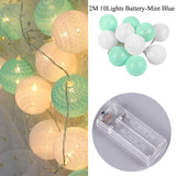 New Garland Cotton Balls String Lights Battery DIA 6CM 10 Cotton Ball Light Chain Fairy LED Lights Birthday Party Gifts Dropship