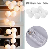 New Garland Cotton Balls String Lights Battery DIA 6CM 10 Cotton Ball Light Chain Fairy LED Lights Birthday Party Gifts Dropship