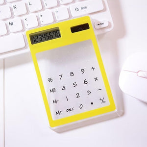 Useful LCD 8 Digit Touch Screen Ultra slim Transparent Solar CalculatorStationery Clear Scientific Calculator Office