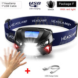 7000Lm Powerfull Headlamp Rechargeable LED Headlight Body Motion Sensor Head Flashlight Camping Torch Light Lamp With USB