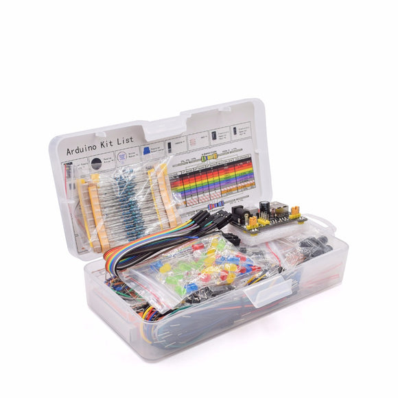 Electronics Component Basic Starter Kit with 830 tie-points Breadboard Cable Resistor, Capacitor, LED, Potentiometer