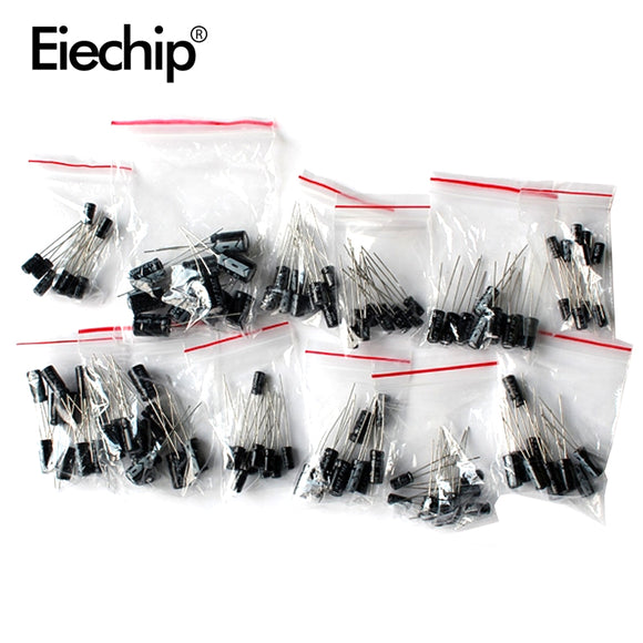 120pcs 12 value kit 1uF-470uF Electrolytic Capacitor assortment set pack 1UF 2.2UF 3.3UF 4.7UF 10UF 22UF 33UF 47UF 100UF 220UF