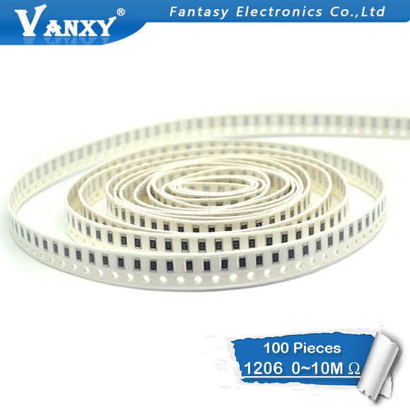 100Pcs 1206 SMD resistor 0R ~ 10M 1/2W 0 1 10 100 150 220 330 ohm 1K 2.2K 10K 100K 0R 1R 10R 100R 150R 220R 330R