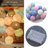 New Garland Cotton Balls String Lights Battery DIA 6CM 10 Cotton Ball Light Chain Fairy LED Lights Birthday Party Gifts Dropship