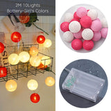 New Garland Cotton Balls String Lights Battery DIA 6CM 10 Cotton Ball Light Chain Fairy LED Lights Birthday Party Gifts Dropship